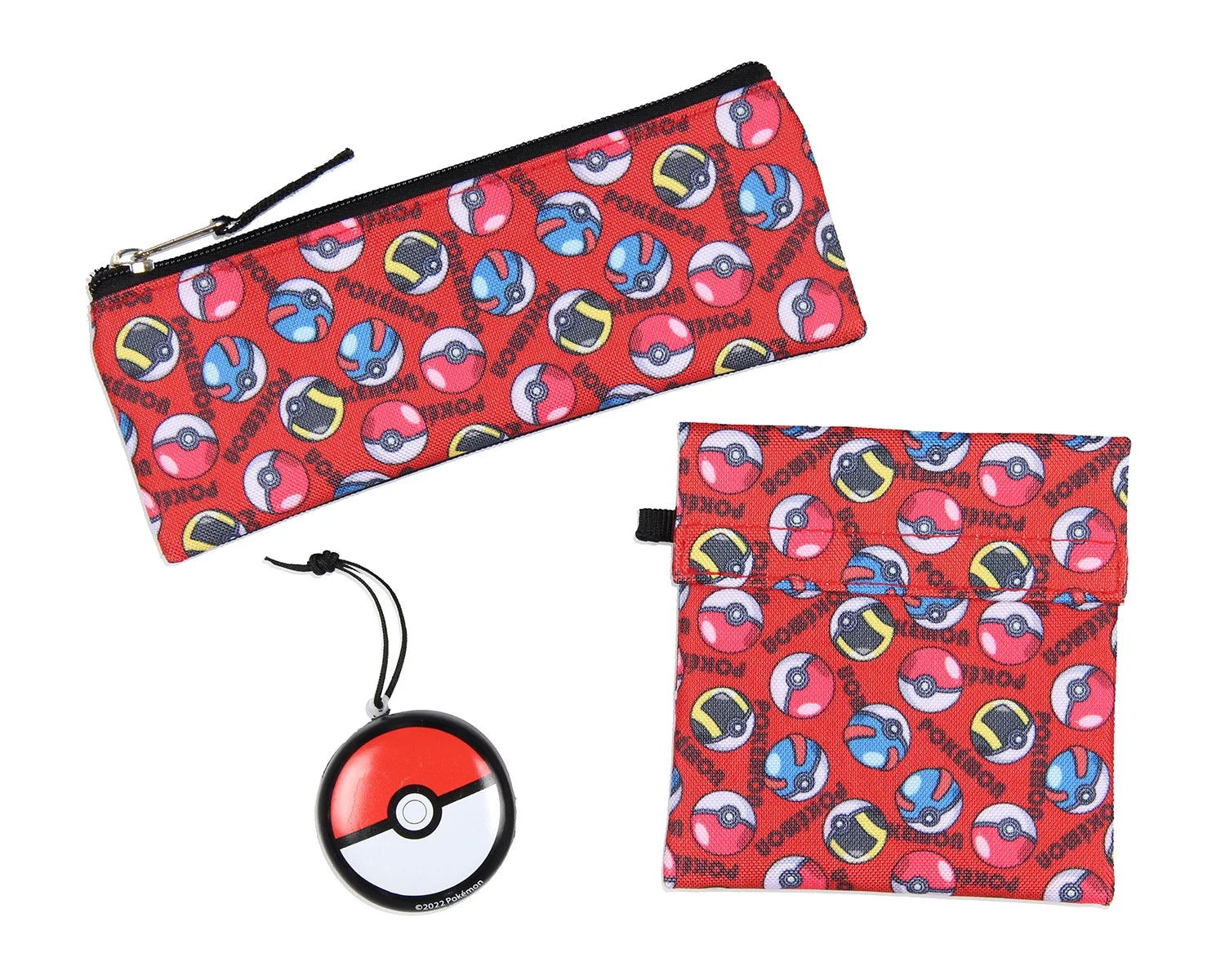Pokemon 16" Backpack Set with Card Carrier, Pencil Case, Snack Bag, Stress Toy, Red, 5-Piece