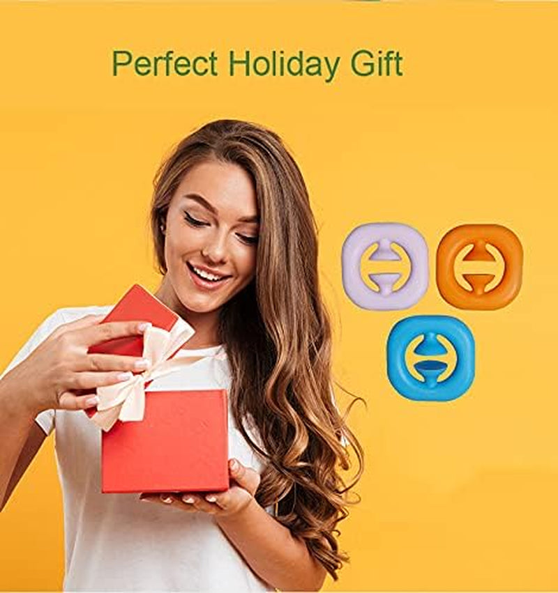 Fidget Toy, Finger Sensory Fidget Toy, 4 Pieces Fidget Pack Party Popper Noise Maker Grab and Snap Hand Toy Silicone Grip Ring Decompression Toys Exercise Arm Muscles Stress Relief (4P)