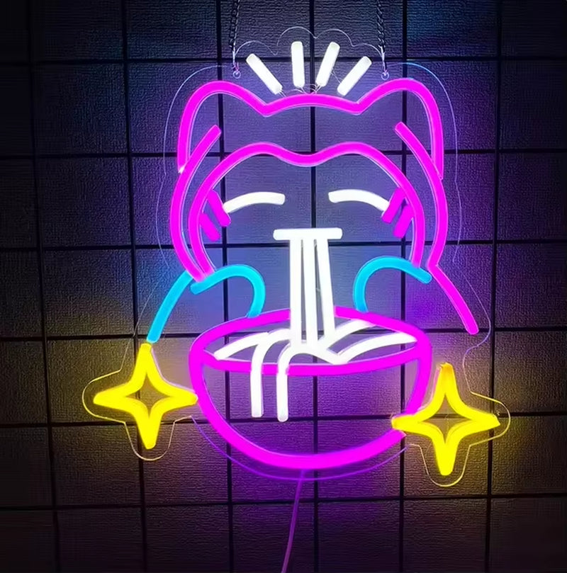 Pokemon Ramen Neon Light Cute Bear Sign Blue Dimmable Led Neon Signs for Resturant Home Bar Cafe Japanese Noodle Shop Decor Gift