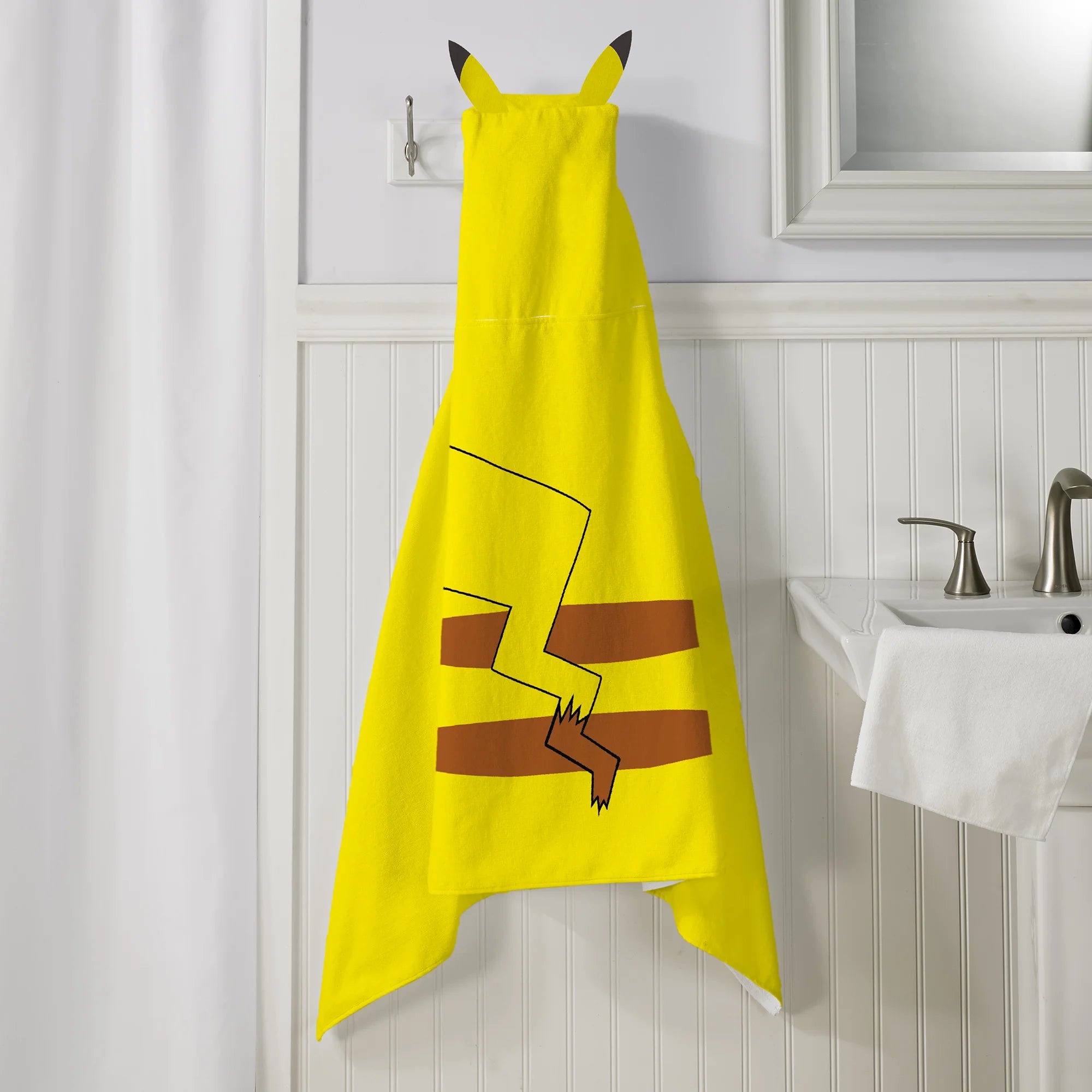 Kids Pikachu Bath Hooded Towel, Cotton, Yellow