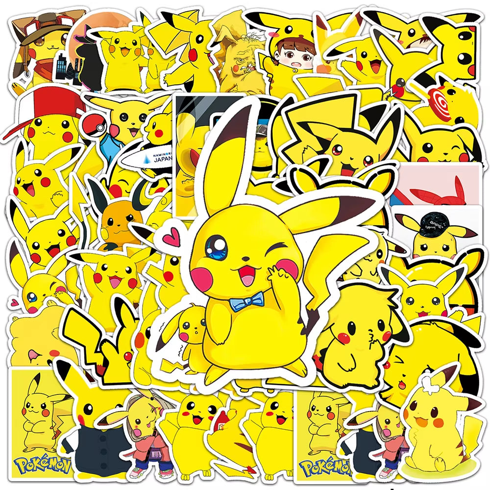 50/100Pcs Cute Cartoon Pokemon Anime Stickers Pikachu Decals Motorcycle Laptop Phone Case Car Waterproof Sticker Kid Classic Toy