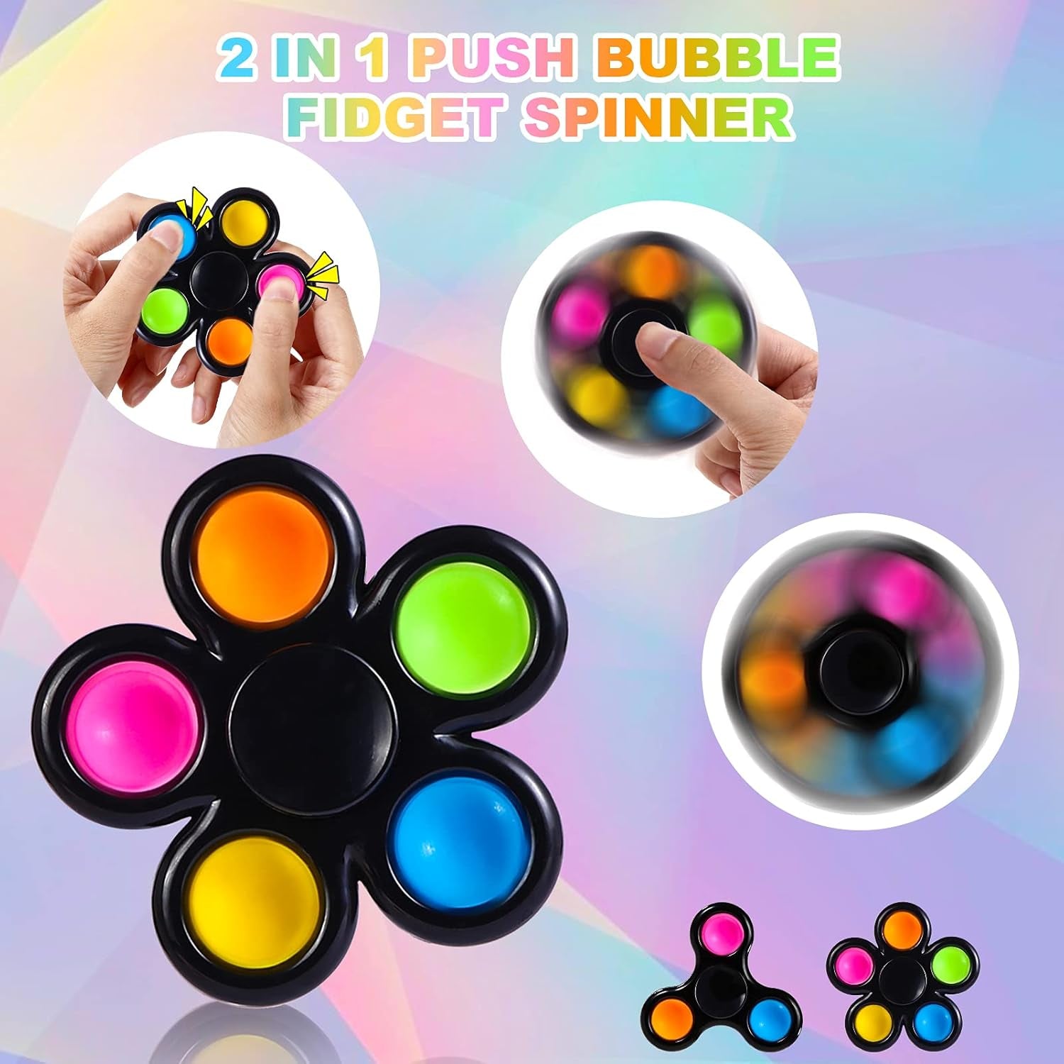 Fidget Spinner with Pop, Sensory Fidget Toys 6 Pack Goodie Bag Stuffers, Fidget Pack Bulk Anxiety Toys Stress Relief Reducer Birthday Return Gifts for Kids Party Favors