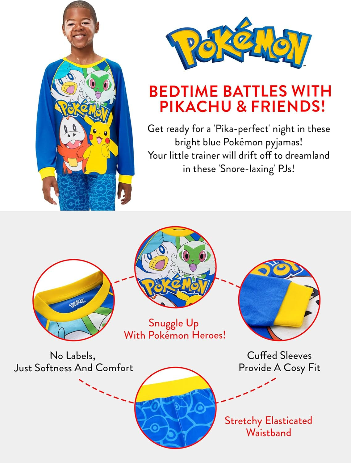 Pajamas | Boys Pikachu Pjs | Pokeball Pajamas for Kids