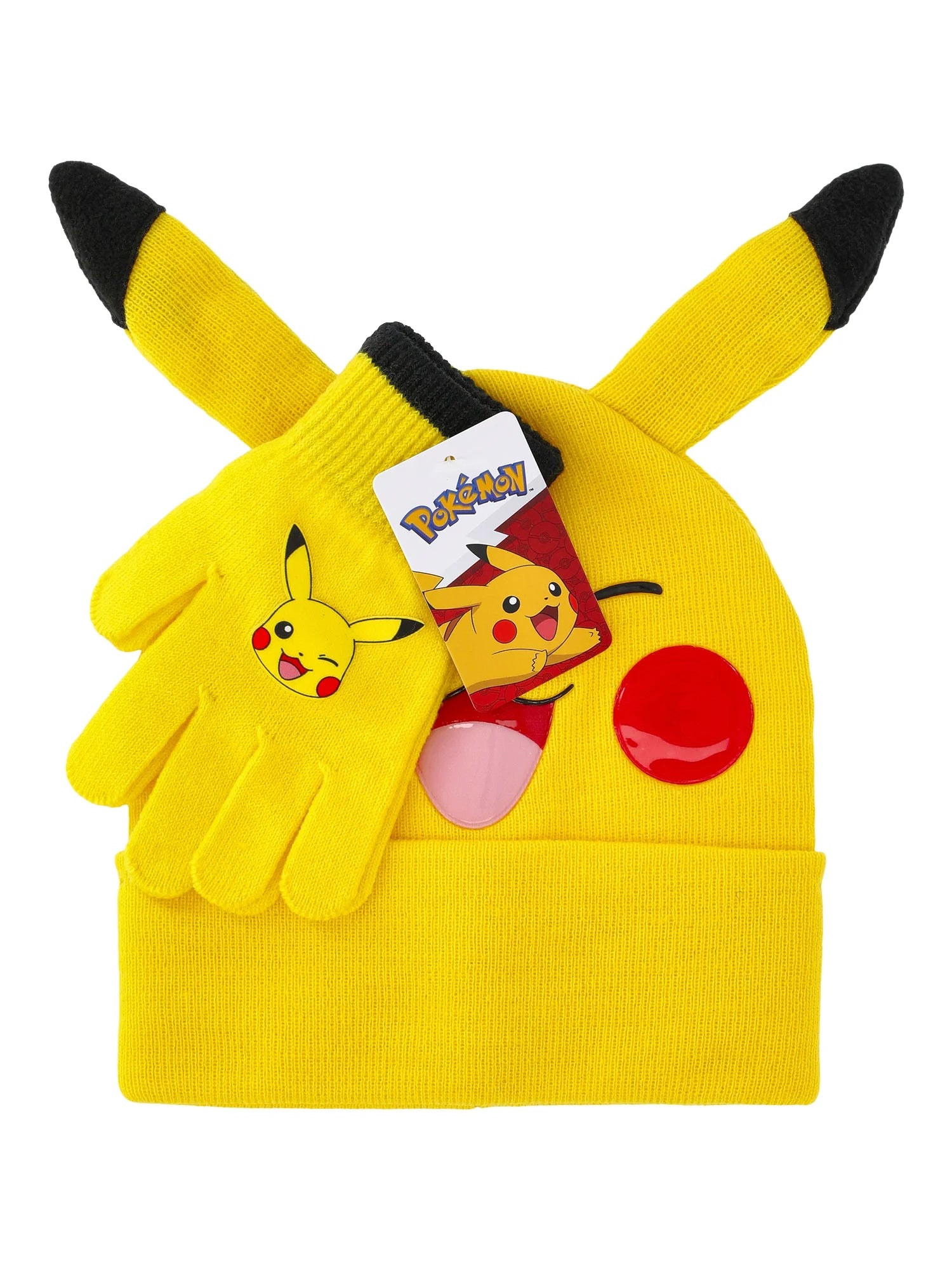 Pikachu Beanie Hat and Gloves Set, 2-Piece