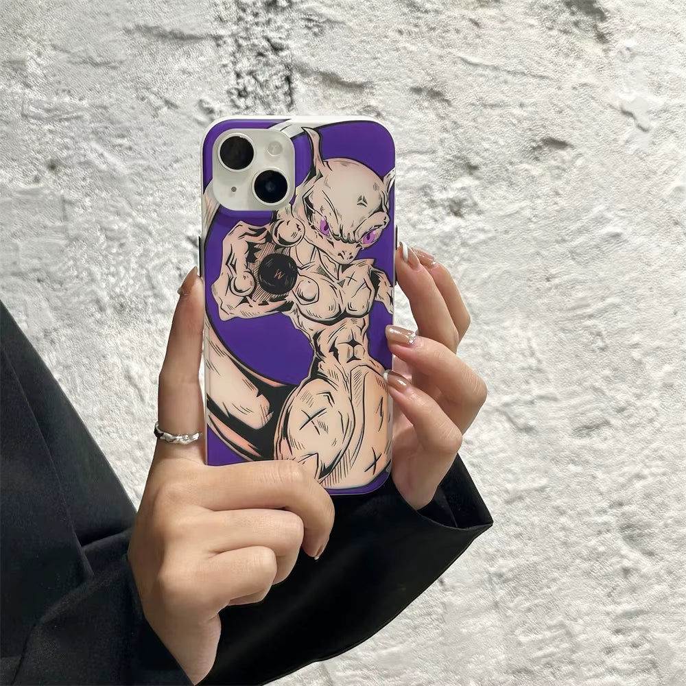 Cartoon Anime Pokemon Gengar Mewtwo Laser Phone Cases for Iphone 16 15 14 13 12 Pro Max Soft Cover