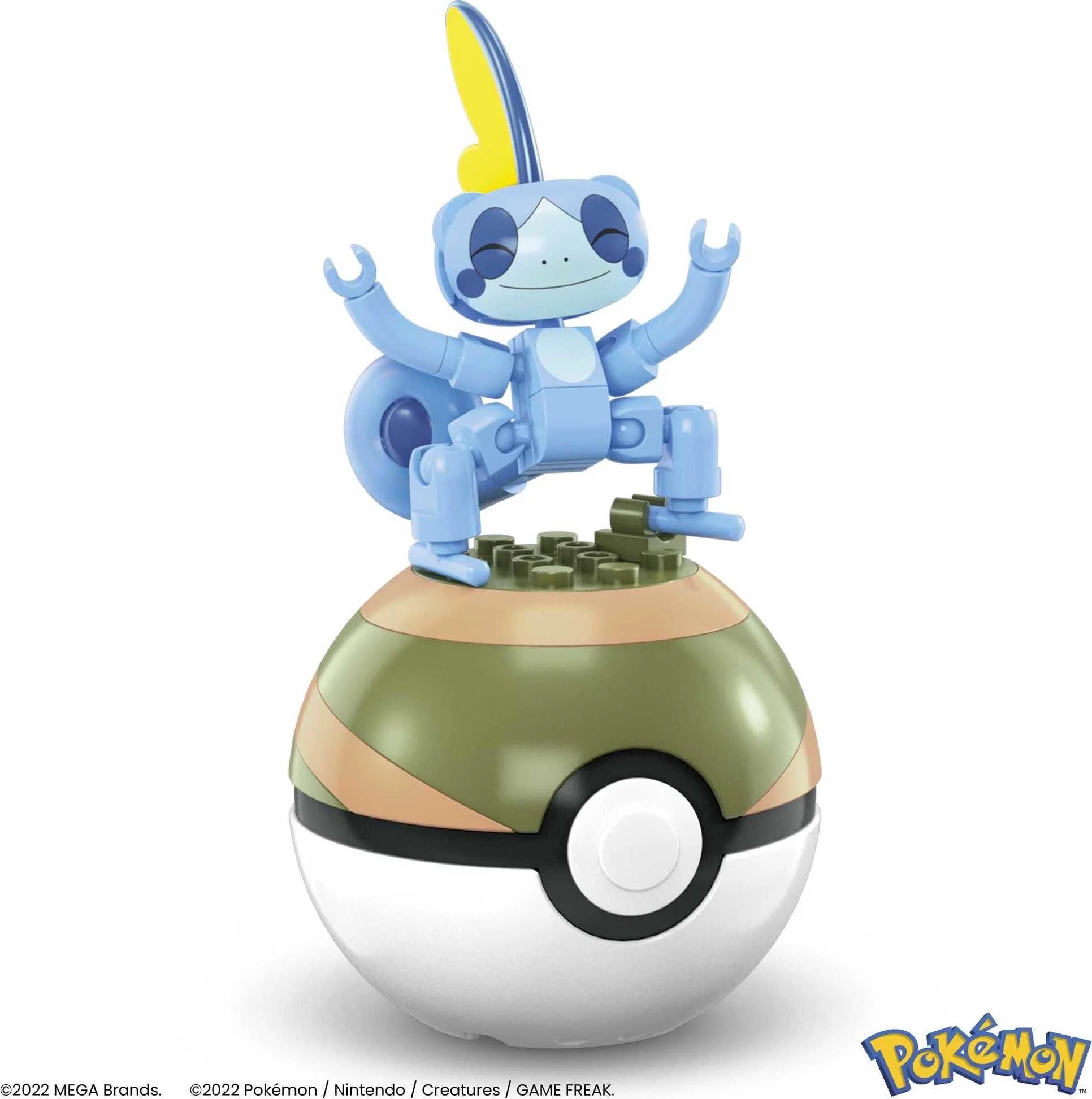 Pokemon Building Toy Kit Sobble (15 Pieces) with 1 Action Figure and Ball for Kids