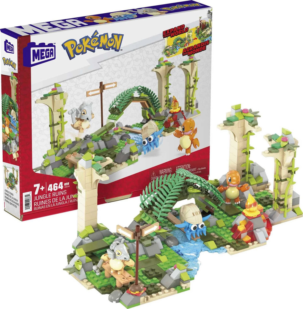 Pokemon Building Toy Kit, Jungle Ruins with 3 Action Figures (464 Pieces) for Kids