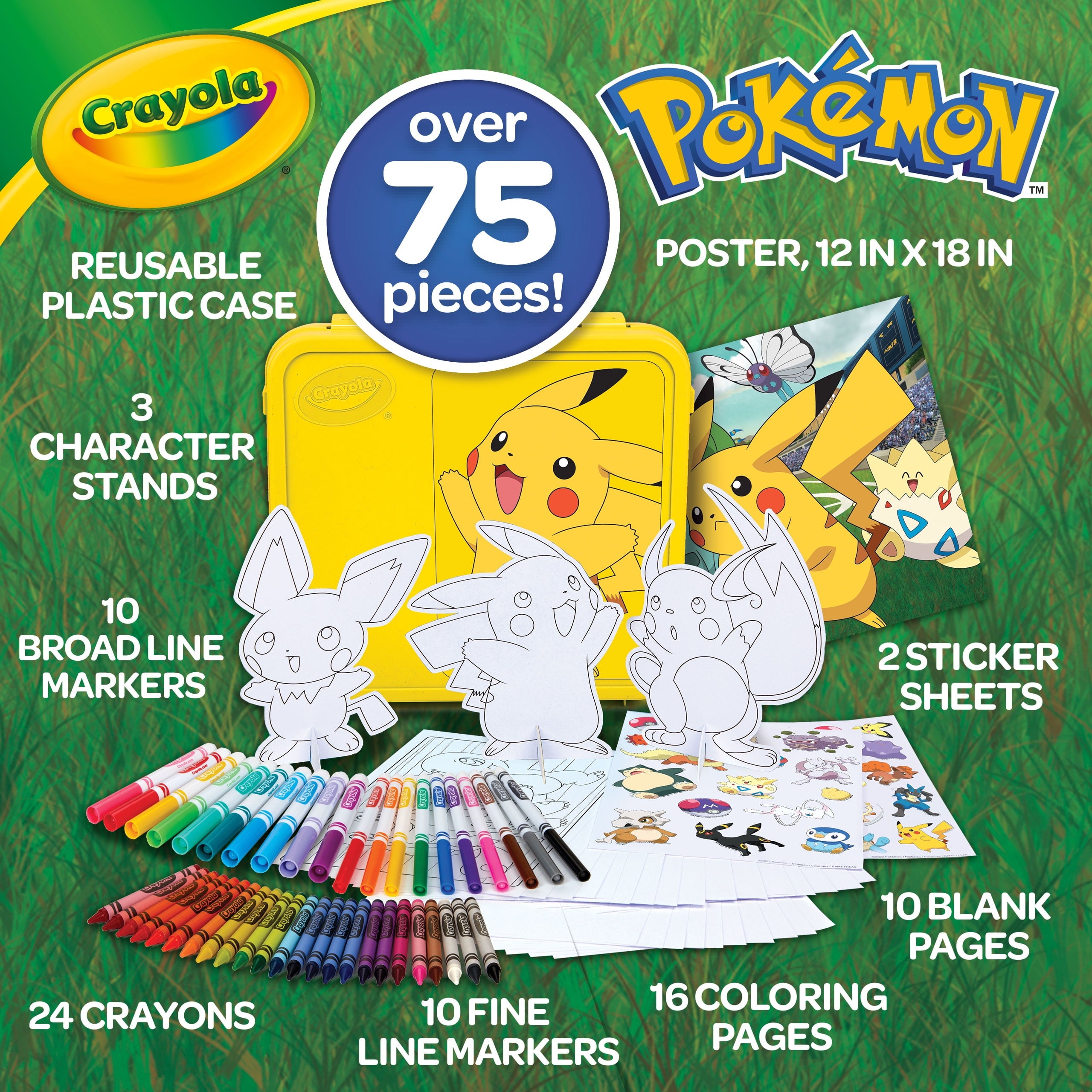 Create & Color Pokemon Coloring Art Case Pikachu, 50 Pcs Art Set, Pokemon Toys, Pokemon Gift for Kids