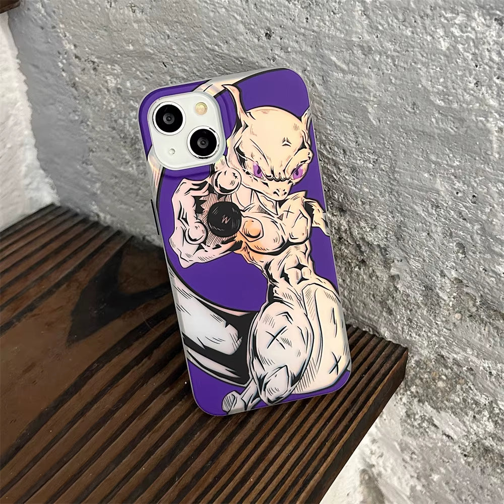 Cartoon Anime Pokemon Gengar Mewtwo Laser Phone Cases for Iphone 16 15 14 13 12 Pro Max Soft Cover