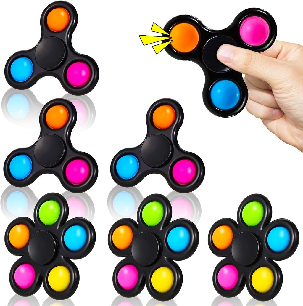 Fidget Spinner with Pop, Sensory Fidget Toys 6 Pack Goodie Bag Stuffers, Fidget Pack Bulk Anxiety Toys Stress Relief Reducer Birthday Return Gifts for Kids Party Favors