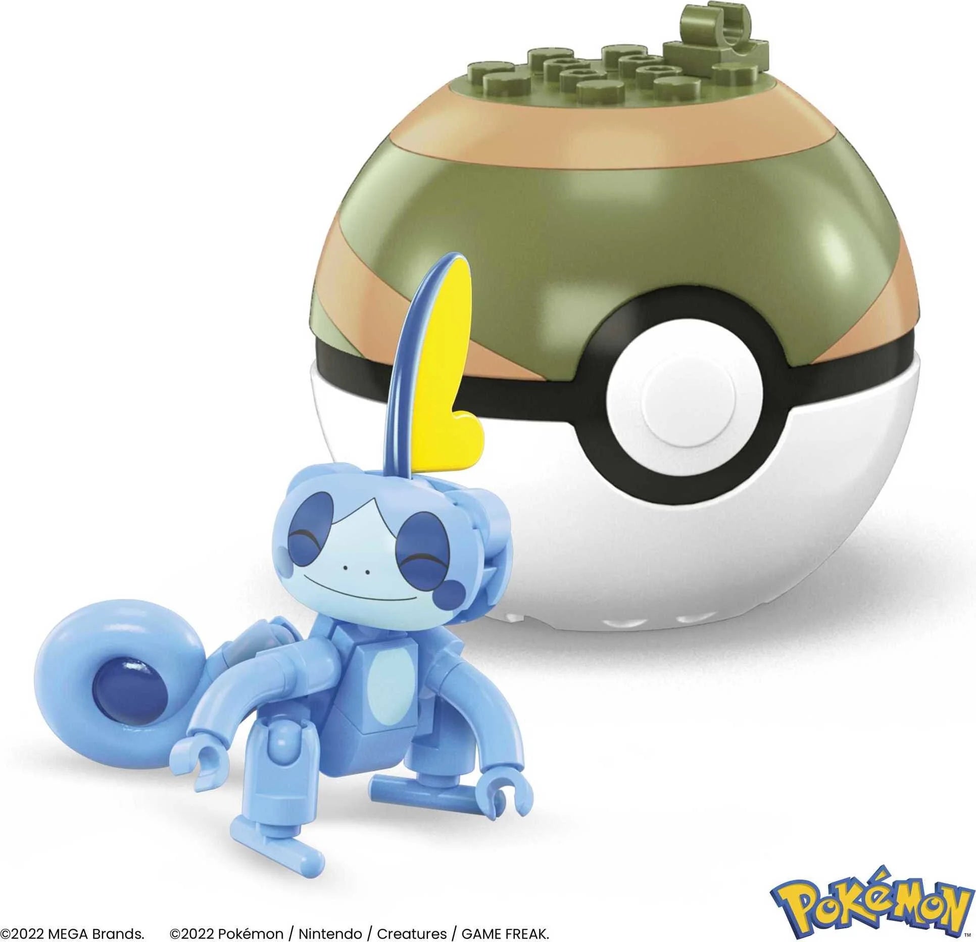 Pokemon Building Toy Kit Sobble (15 Pieces) with 1 Action Figure and Ball for Kids