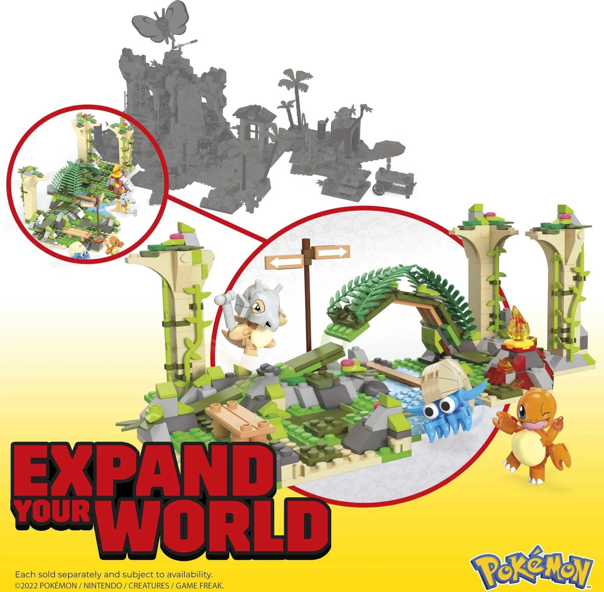Pokemon Building Toy Kit, Jungle Ruins with 3 Action Figures (464 Pieces) for Kids