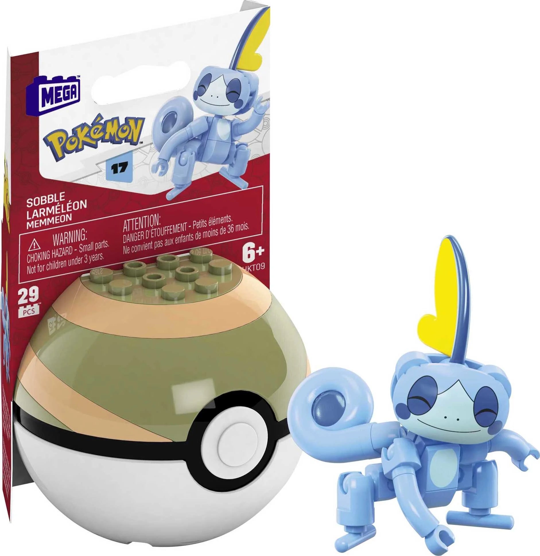 Pokemon Building Toy Kit Sobble (15 Pieces) with 1 Action Figure and Ball for Kids