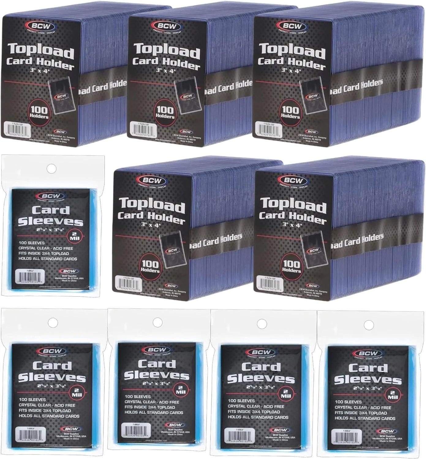 500 Card Sleeves +500 Top Loaders for Cards Baseball Card Protectors Penny Sleeves + Toploaders