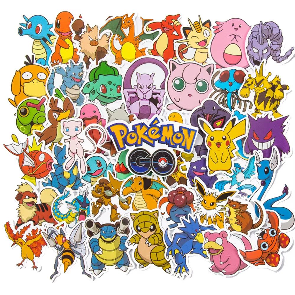 50/100Pcs Cute Cartoon Pokemon Anime Stickers Pikachu Decals Motorcycle Laptop Phone Case Car Waterproof Sticker Kid Classic Toy