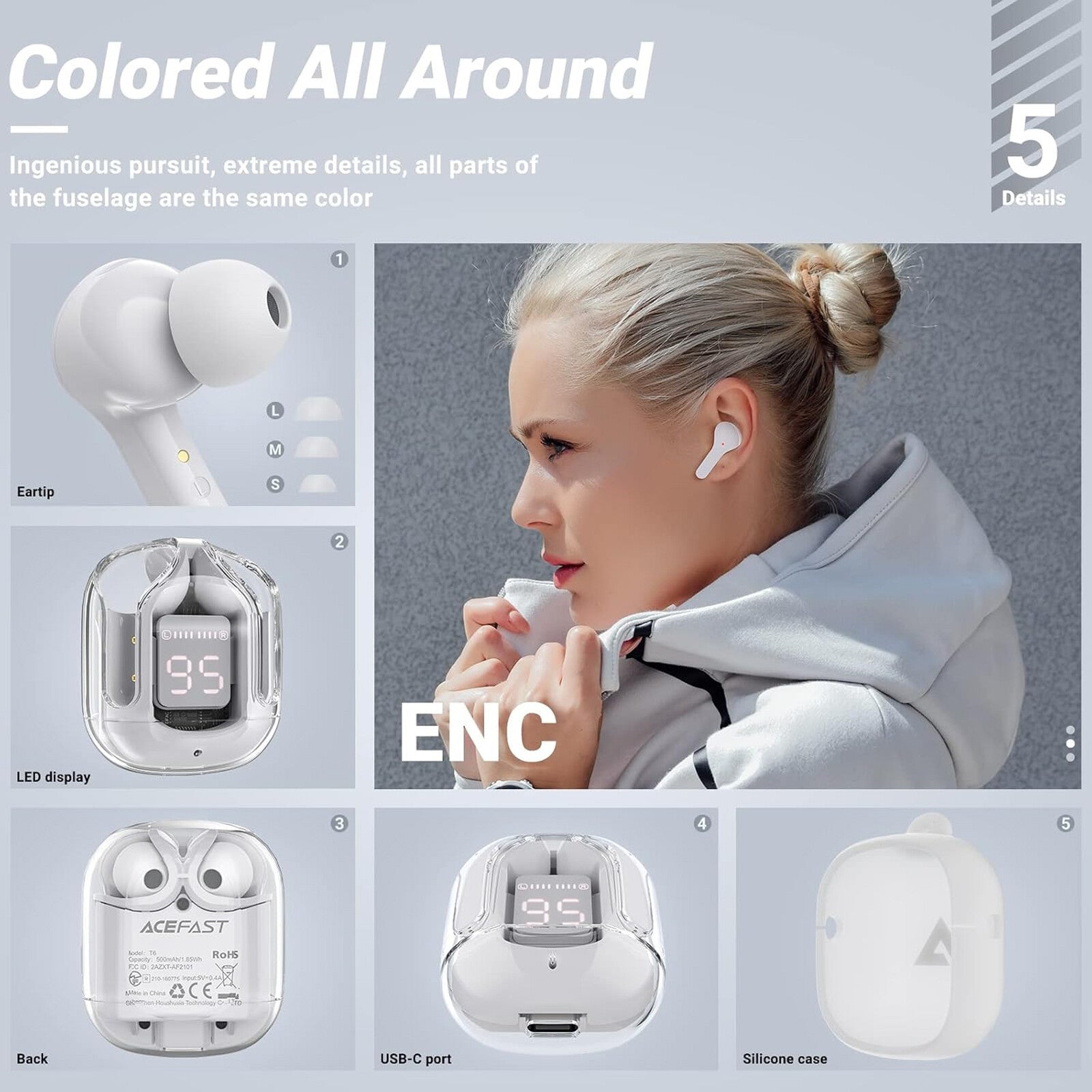 Bluetooth 5.3 Earbuds Wireless Headphone In-Ear Buds Built-In Mic Headsets