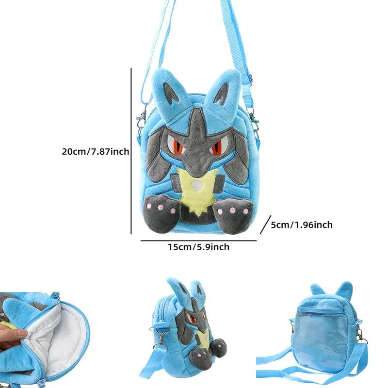 Gengar Mimikyu Snorlax Rowlet Lucario Charmander Plush Backpack Pokemon Anime Shoulder Bag Doll Toys