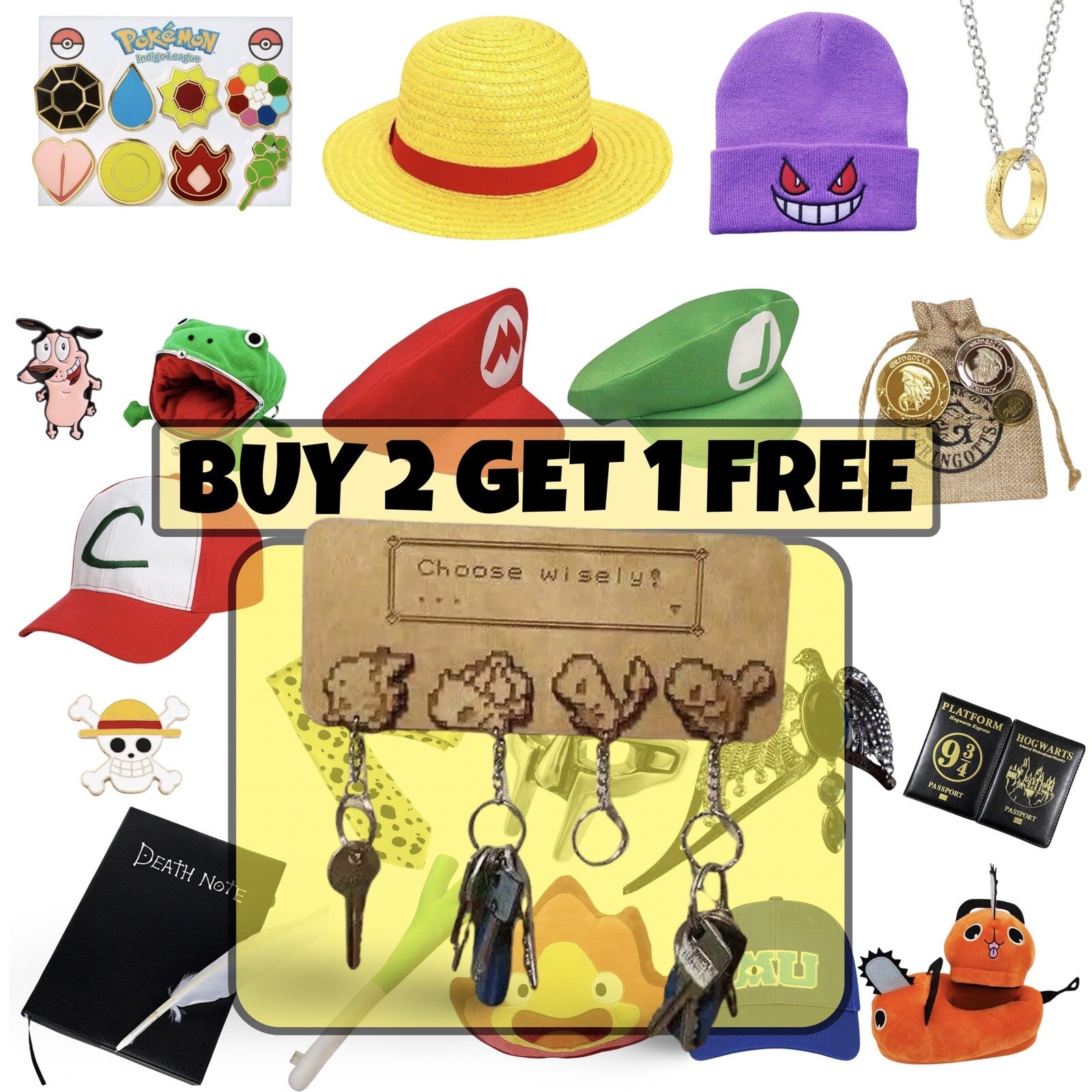 Pokemon Key Hook Rack “Choose Wisely” Starter Choice