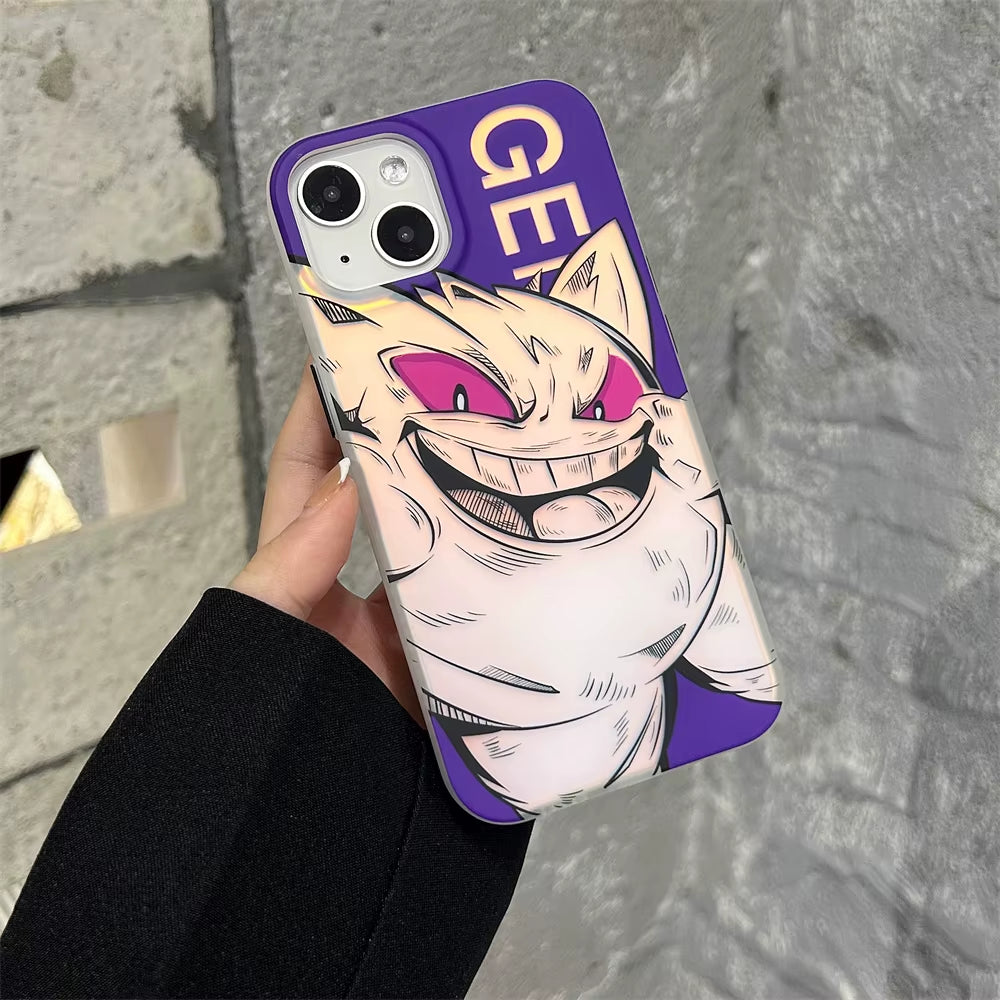 Cartoon Anime Pokemon Gengar Mewtwo Laser Phone Cases for Iphone 16 15 14 13 12 Pro Max Soft Cover